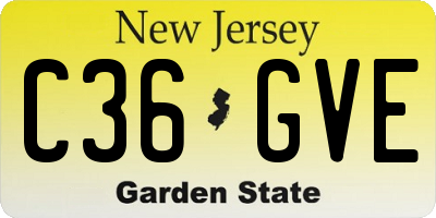 NJ license plate C36GVE