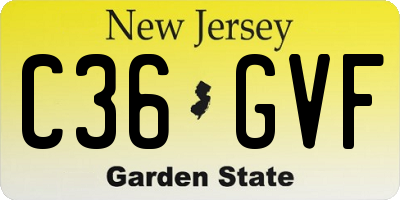 NJ license plate C36GVF