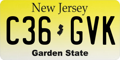 NJ license plate C36GVK