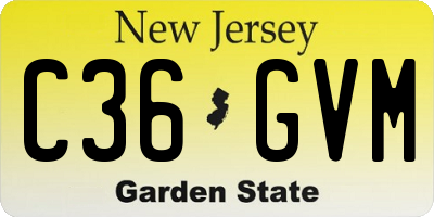NJ license plate C36GVM
