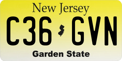 NJ license plate C36GVN