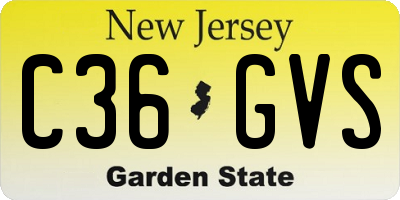 NJ license plate C36GVS