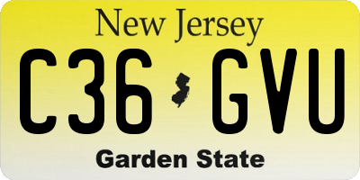 NJ license plate C36GVU