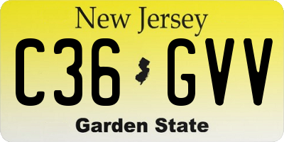 NJ license plate C36GVV