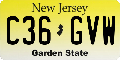 NJ license plate C36GVW