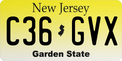 NJ license plate C36GVX