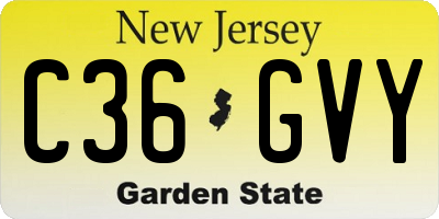 NJ license plate C36GVY