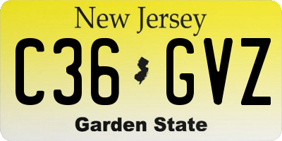 NJ license plate C36GVZ