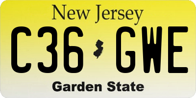 NJ license plate C36GWE