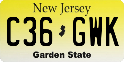 NJ license plate C36GWK