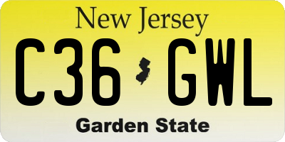 NJ license plate C36GWL