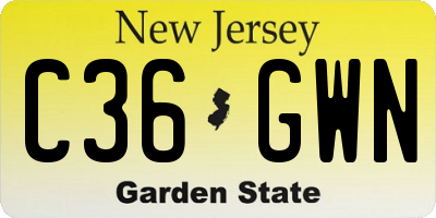 NJ license plate C36GWN