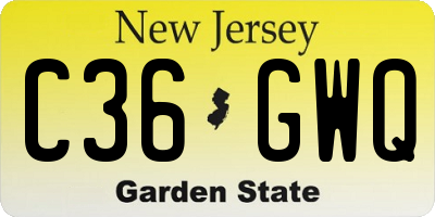 NJ license plate C36GWQ