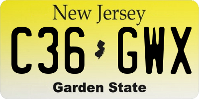 NJ license plate C36GWX