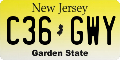 NJ license plate C36GWY
