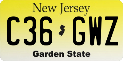 NJ license plate C36GWZ