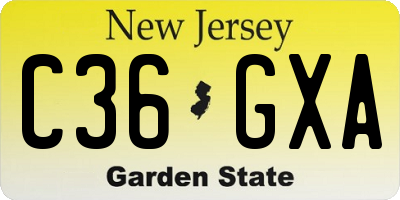 NJ license plate C36GXA