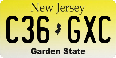 NJ license plate C36GXC