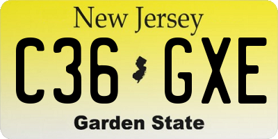 NJ license plate C36GXE