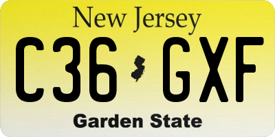 NJ license plate C36GXF