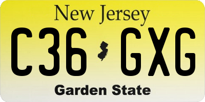 NJ license plate C36GXG