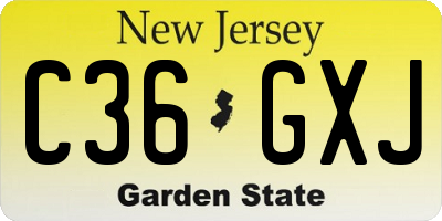 NJ license plate C36GXJ