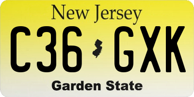 NJ license plate C36GXK