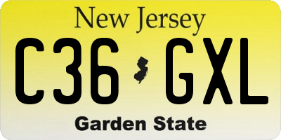 NJ license plate C36GXL