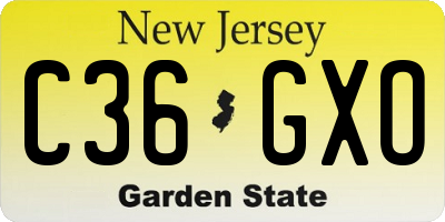 NJ license plate C36GXO