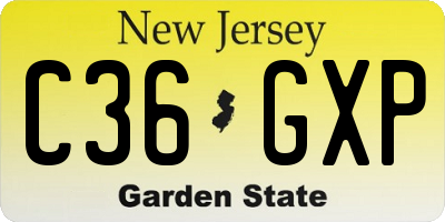 NJ license plate C36GXP