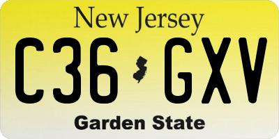 NJ license plate C36GXV