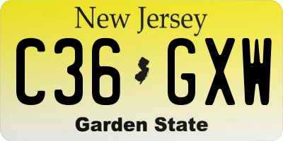 NJ license plate C36GXW