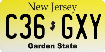 NJ license plate C36GXY