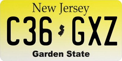 NJ license plate C36GXZ