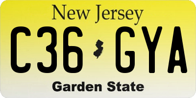 NJ license plate C36GYA