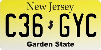 NJ license plate C36GYC