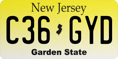 NJ license plate C36GYD