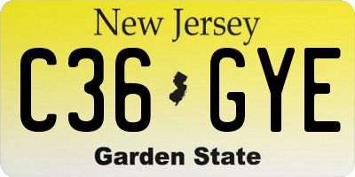 NJ license plate C36GYE