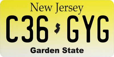 NJ license plate C36GYG