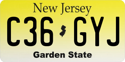 NJ license plate C36GYJ