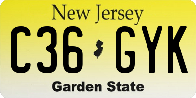 NJ license plate C36GYK