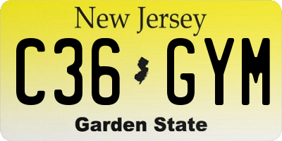 NJ license plate C36GYM