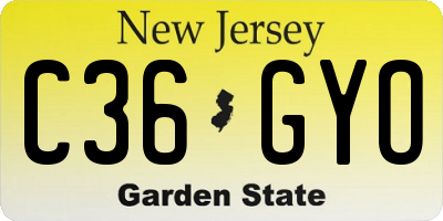 NJ license plate C36GYO