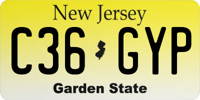 NJ license plate C36GYP