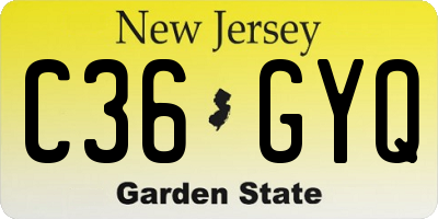 NJ license plate C36GYQ