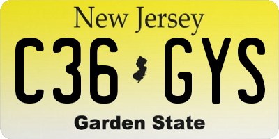 NJ license plate C36GYS