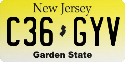 NJ license plate C36GYV