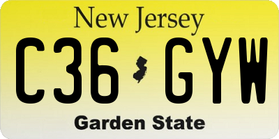 NJ license plate C36GYW