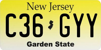 NJ license plate C36GYY