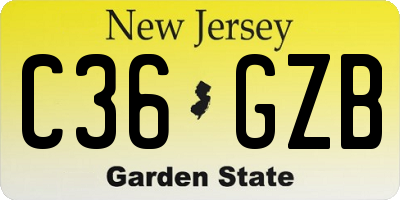 NJ license plate C36GZB